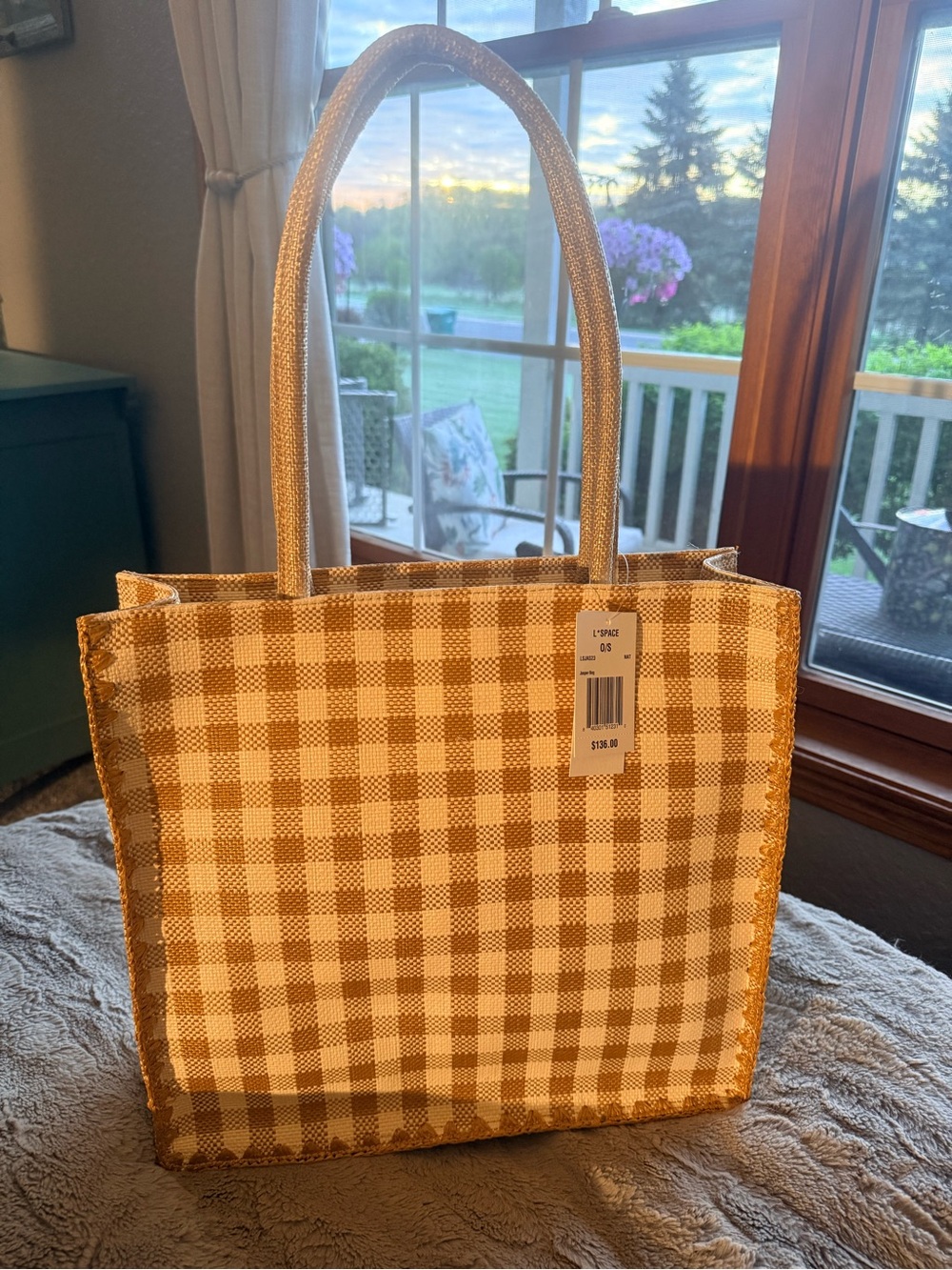 Classic Gingham Tote Bag - Beige